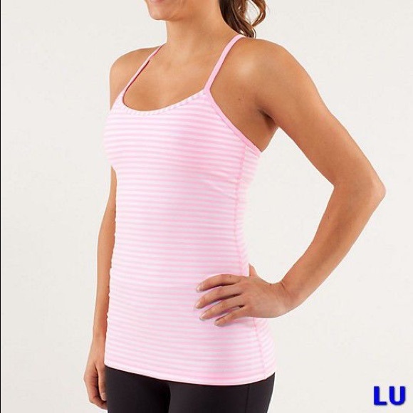 lululemon athletica Tops - EUC Lululemon Pink Striped Power Y Tank Top